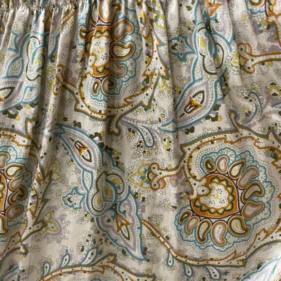 ZARA MINI DRESS TUNIC 100% SILK SMOCKED NECK HALTED PAISLEY ICONIC CHIC SZ M - Picture 9 of 16